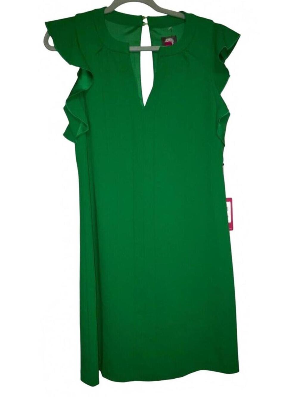 Vince Camuto Green Ruffle Midi Dress Womens Size 10 Wedding Guest Ruffle Summer - Picture 1 of 7